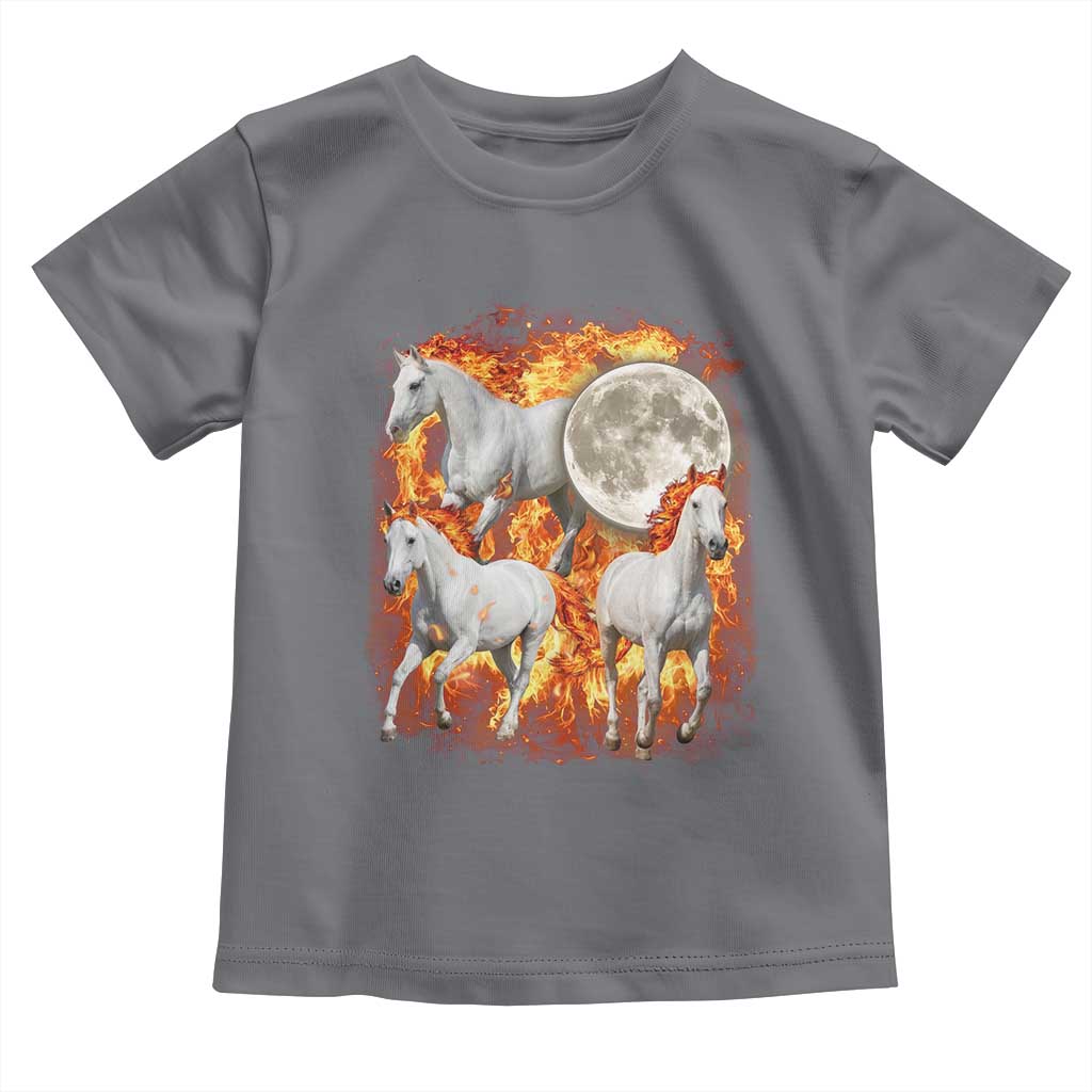 3 Fire Horses Moon Equestrian Toddler T Shirt Year Of The Fire Horse Joke TS11 Charcoal Print Your Wear