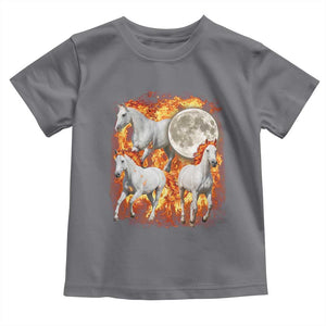 3 Fire Horses Moon Equestrian Toddler T Shirt Year Of The Fire Horse Joke TS11 Charcoal Print Your Wear
