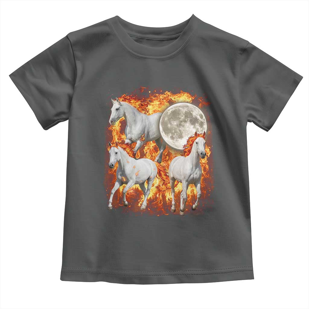 3 Fire Horses Moon Equestrian Toddler T Shirt Year Of The Fire Horse Joke TS11 Dark Heather Print Your Wear