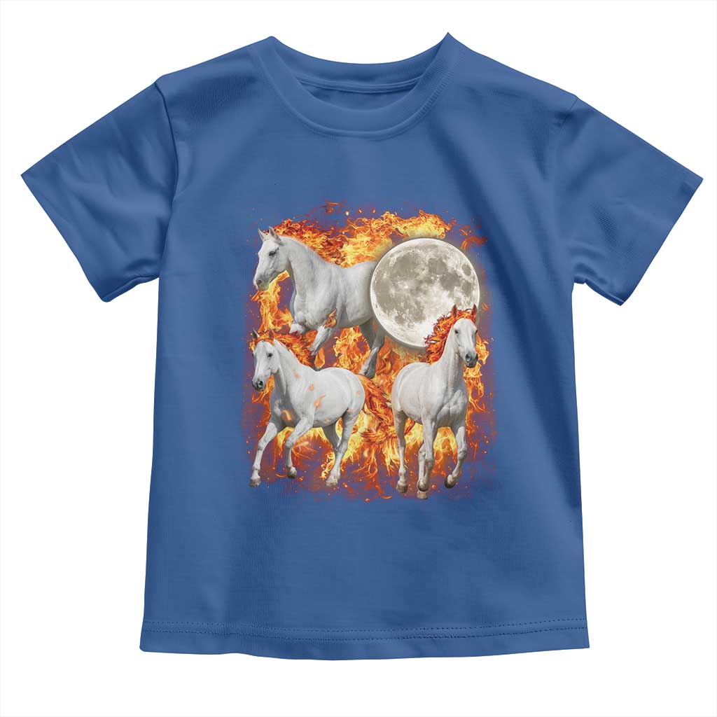 3 Fire Horses Moon Equestrian Toddler T Shirt Year Of The Fire Horse Joke TS11 Royal Blue Print Your Wear