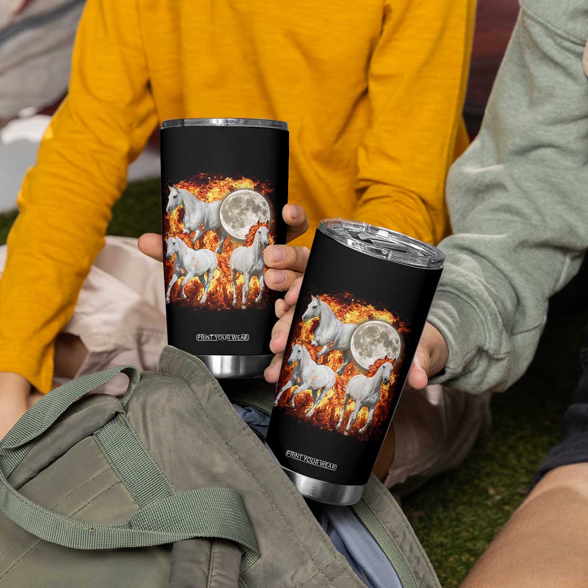 3 Fire Horses Moon Equestrian Tumbler Cup Year Of The Fire Horse Joke TS11 Print Your Wear