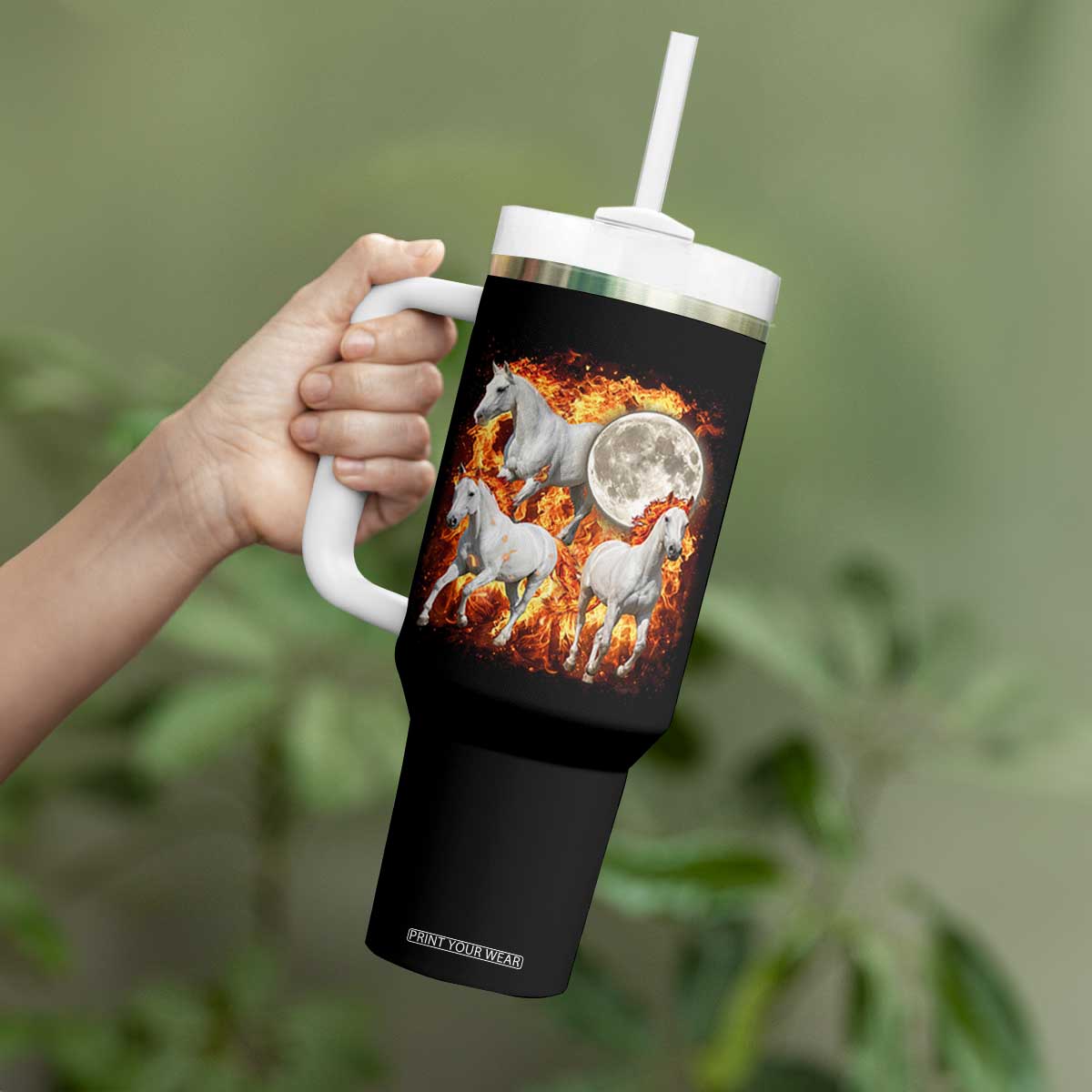 3 Fire Horses Moon Equestrian Tumbler With Handle Year Of The Fire Horse Joke TS11 Print Your Wear