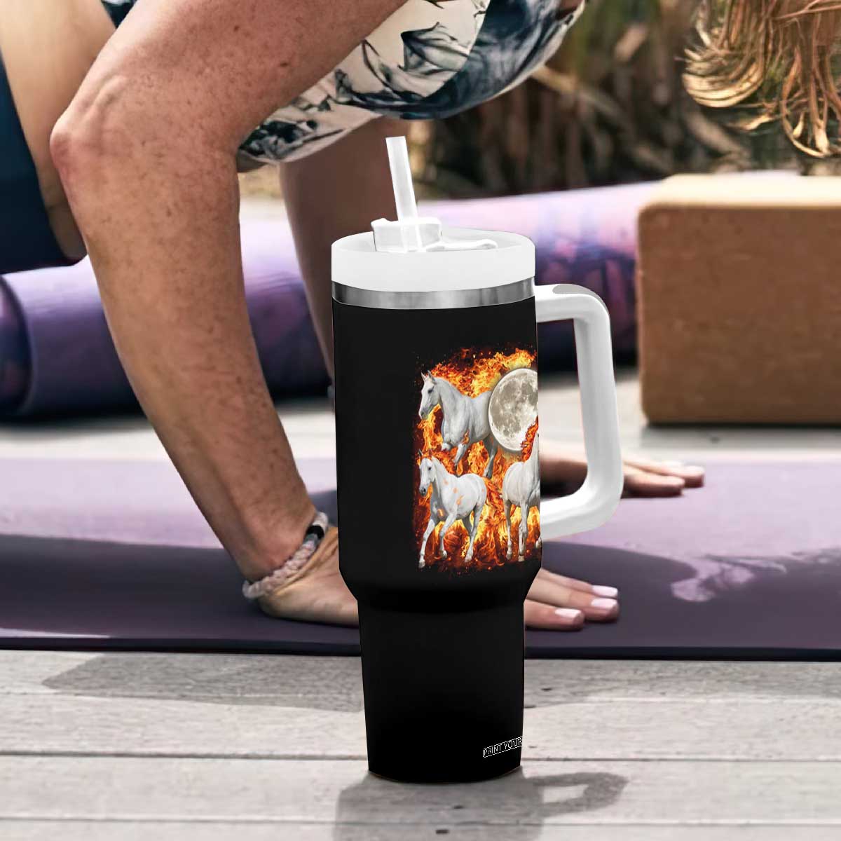 3 Fire Horses Moon Equestrian Tumbler With Handle Year Of The Fire Horse Joke TS11 Print Your Wear