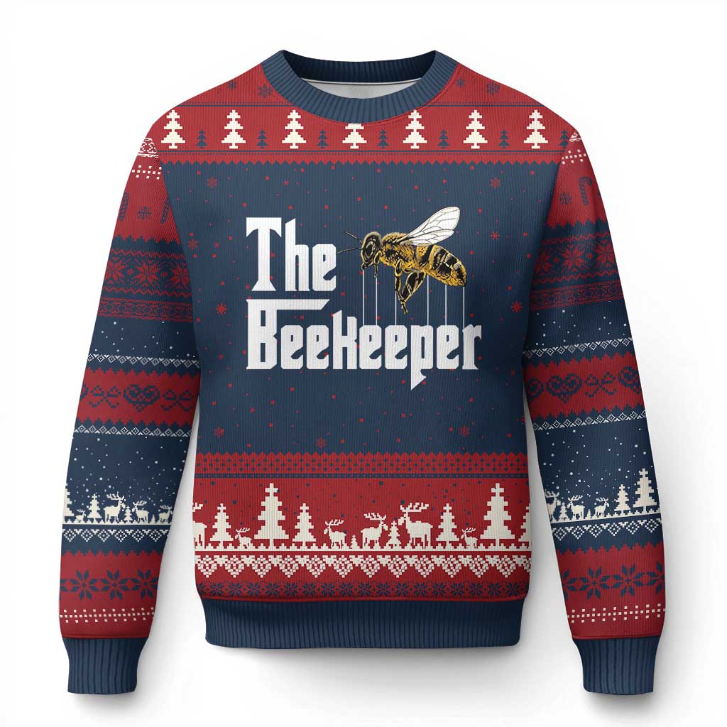 The Beekeeper Ugly Christmas Sweater Funny Keeping Apiary Beekeeping Gift TS11 Navy Red Print Your Wear