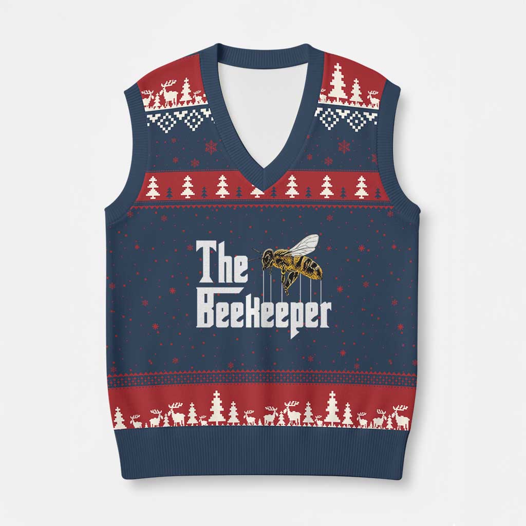 The Beekeeper V-Neck Knit Sweater Vest Funny Keeping Apiary Beekeeping Gift TS11 Navy Red Print Your Wear