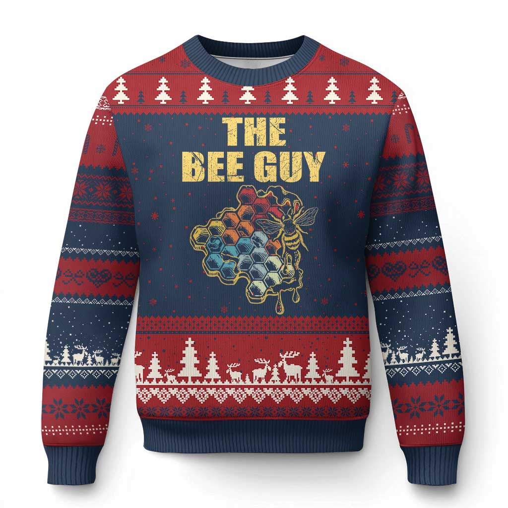 Funny Beekeeper Ugly Christmas Sweater The Bee Guy Insect Animal Lover TS11 Navy Red Print Your Wear
