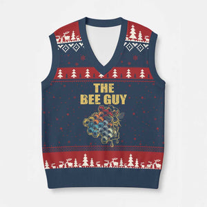 Funny Beekeeper V-Neck Knit Sweater Vest The Bee Guy Insect Animal Lover TS11 Navy Red Print Your Wear