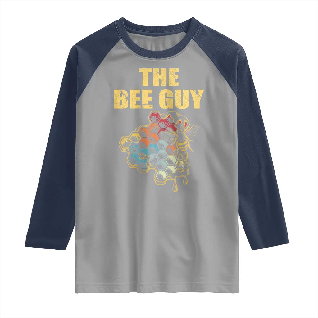 Funny Beekeeper Raglan Shirt The Bee Guy Insect Animal Lover TS11 Sport Gray Navy Print Your Wear