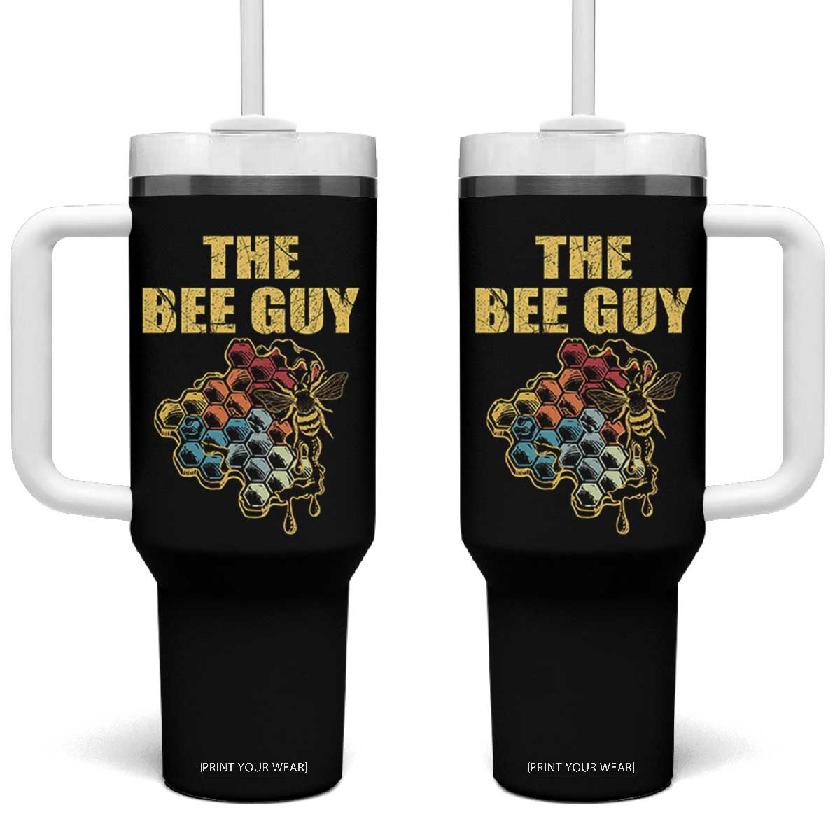 Funny Beekeeper Tumbler With Handle The Bee Guy Insect Animal Lover TS11 One Size: 40 oz Black Print Your Wear