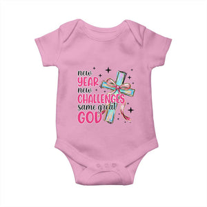 New Year New Challenges Same Great God Baby Onesie Christian New Year Eve TS11 Light Pink Print Your Wear