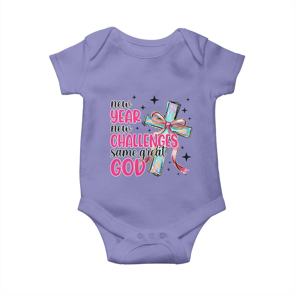 New Year New Challenges Same Great God Baby Onesie Christian New Year Eve TS11 Violet Print Your Wear