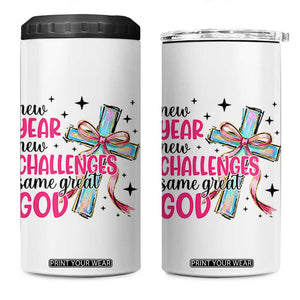 New Year New Challenges Same Great God 4 in 1 Can Cooler Tumbler Christian New Year Eve TS11 One Size: 16 oz White Print Your Wear