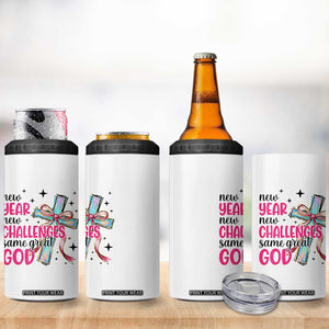 New Year New Challenges Same Great God 4 in 1 Can Cooler Tumbler Christian New Year Eve TS11 Print Your Wear