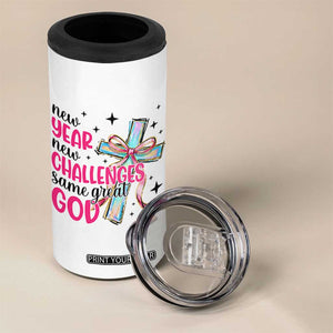 New Year New Challenges Same Great God 4 in 1 Can Cooler Tumbler Christian New Year Eve TS11 Print Your Wear