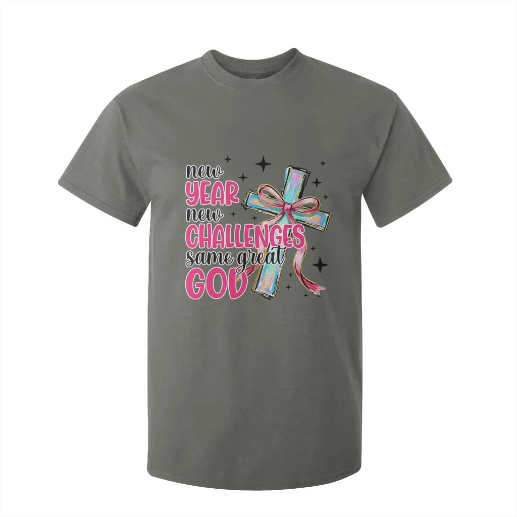 New Year New Challenges Same Great God T Shirt For Kid Christian New Year Eve TS11 Military Green Print Your Wear
