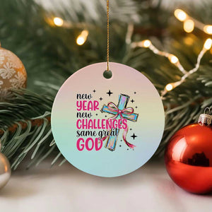 New Year New Challenges Same Great God Ceramic Ornament Christian New Year Eve TS11 1pc Pastel Print Your Wear