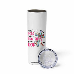 New Year New Challenges Same Great God Skinny Tumbler Christian New Year Eve TS11 Print Your Wear