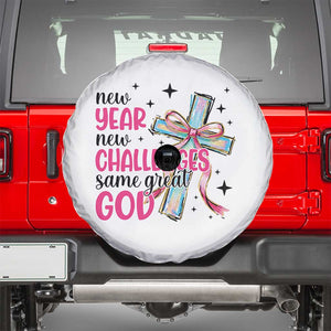 New Year New Challenges Same Great God Spare Tire Cover Christian New Year Eve TS11 White Print Your Wear