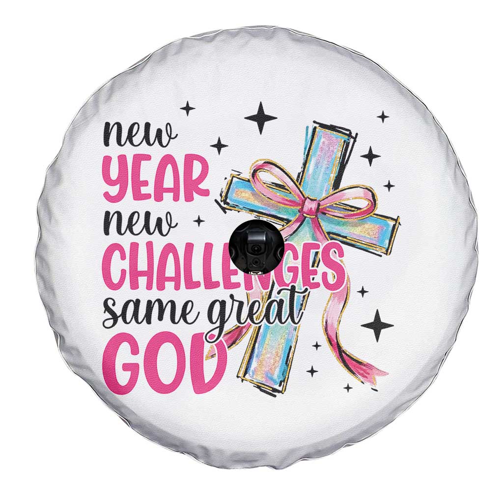 New Year New Challenges Same Great God Spare Tire Cover Christian New Year Eve TS11 Print Your Wear