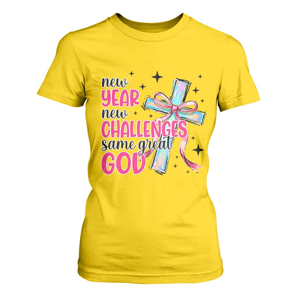 New Year New Challenges Same Great God T Shirt For Women Christian New Year Eve TS11 Daisy Print Your Wear