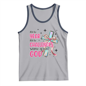 New Year New Challenges Same Great God Tank Top Christian New Year Eve TS11 Athletic Heather Navy Print Your Wear
