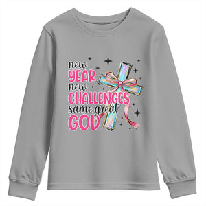 New Year New Challenges Same Great God Youth Sweatshirt Christian New Year Eve TS11 Sport Gray Print Your Wear