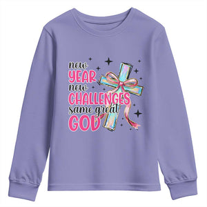 New Year New Challenges Same Great God Youth Sweatshirt Christian New Year Eve TS11 Violet Print Your Wear