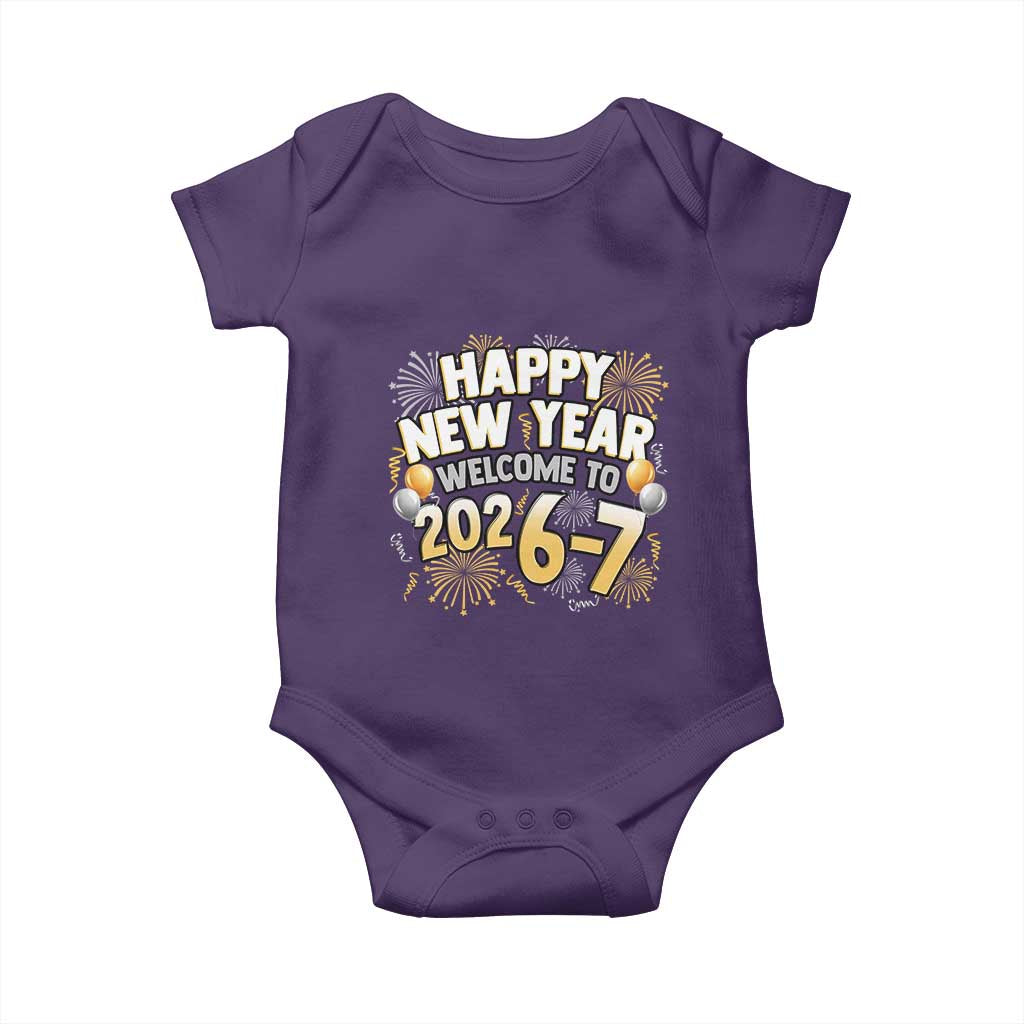 Funny 67 New Year Baby Onesie Happy New Year Welcome To 2026 7 TS11 Purple Print Your Wear