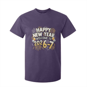 Funny 67 New Year T Shirt For Kid Happy New Year Welcome To 2026 7 TS11 Purple Print Your Wear