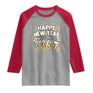 Funny 67 New Year Raglan Shirt Happy New Year Welcome To 2026 7 TS11 Sport Gray Red Print Your Wear