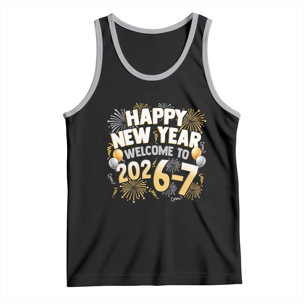 Funny 67 New Year Tank Top Happy New Year Welcome To 2026 7 TS11 Black Athletic Heather Print Your Wear