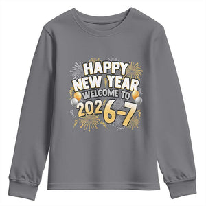 Funny 67 New Year Youth Sweatshirt Happy New Year Welcome To 2026 7 TS11 Charcoal Print Your Wear