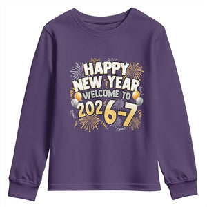 Funny 67 New Year Youth Sweatshirt Happy New Year Welcome To 2026 7 TS11 Purple Print Your Wear