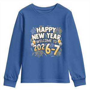 Funny 67 New Year Youth Sweatshirt Happy New Year Welcome To 2026 7 TS11 Royal Blue Print Your Wear