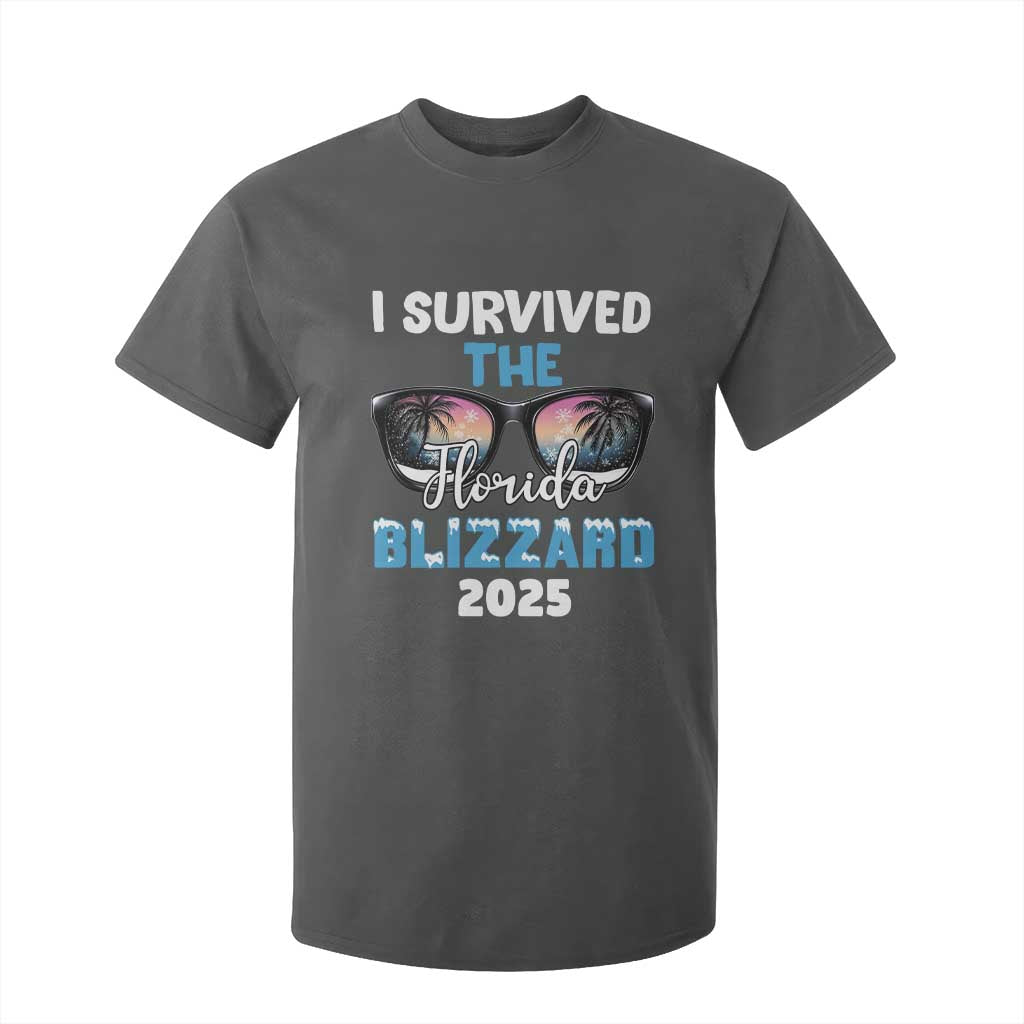 Funny I Survived The Florida Blizzarad T Shirt For Kid Snow Sunglasses TS11 Dark Heather Print Your Wear