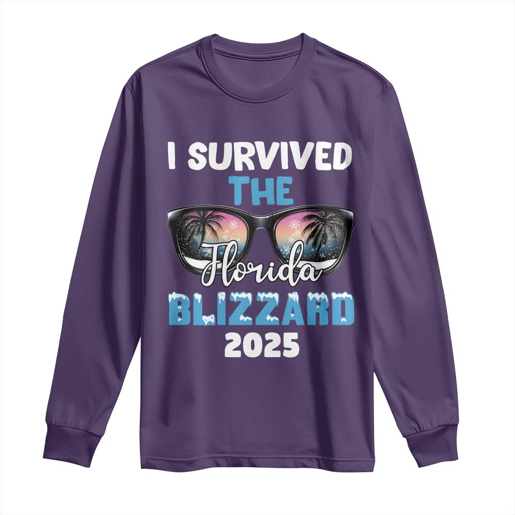 Funny I Survived The Florida Blizzarad Long Sleeve Shirt Snow Sunglasses TS11 Purple Print Your Wear