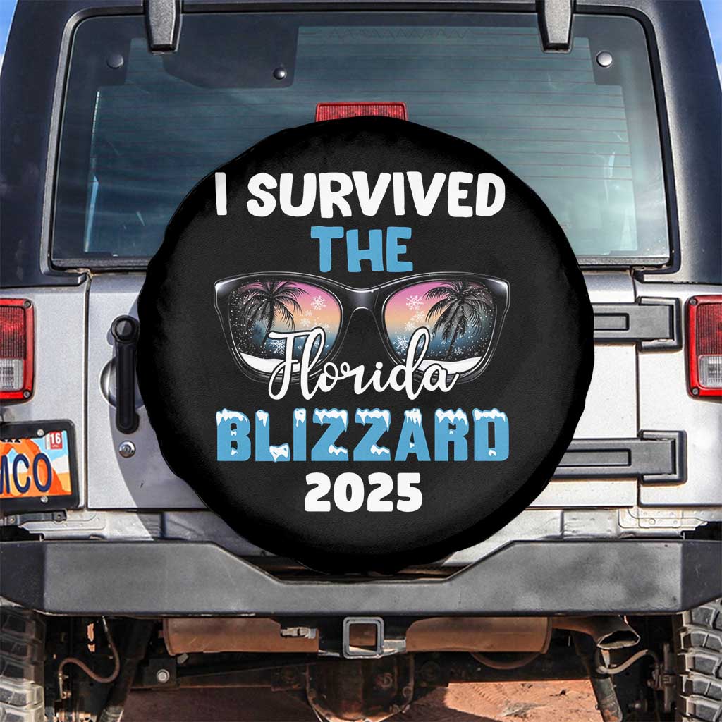Funny I Survived The Florida Blizzarad Spare Tire Cover Snow Sunglasses TS11 No hole Black Print Your Wear