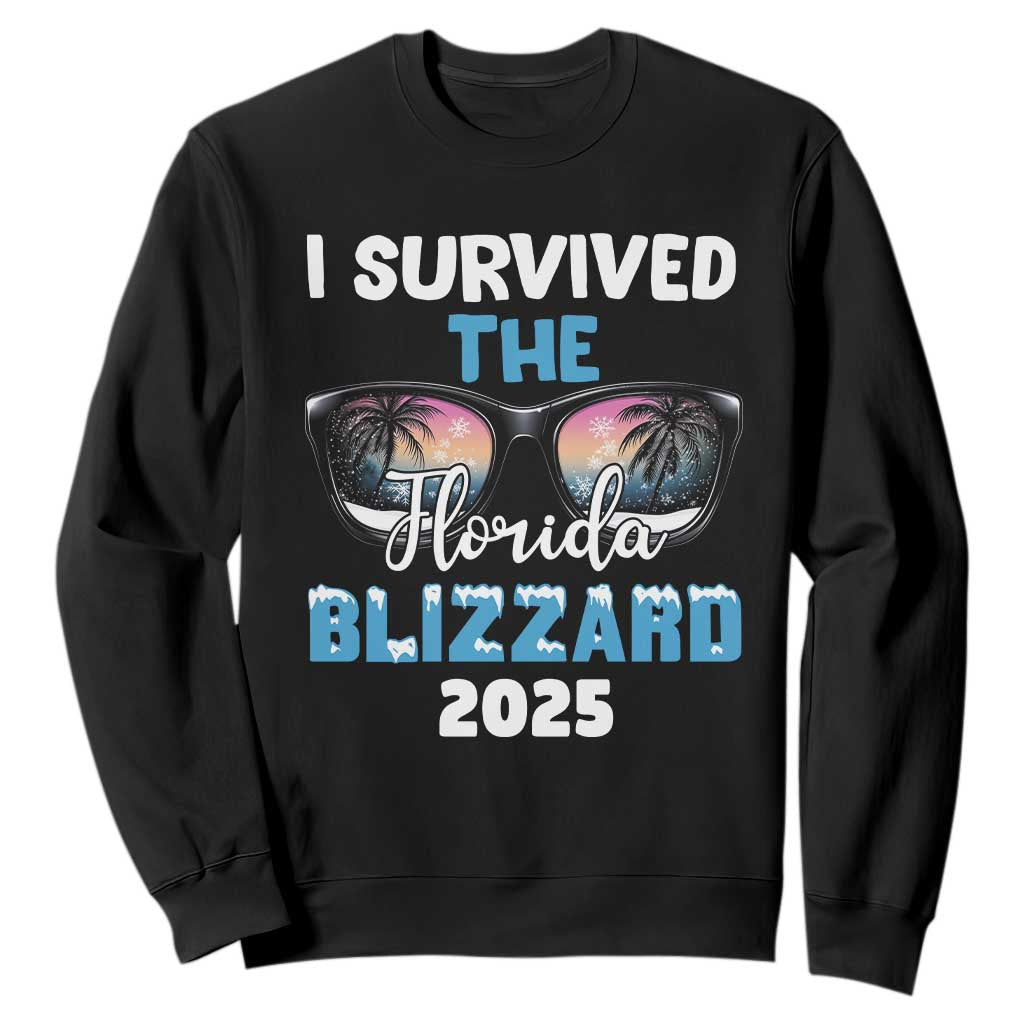Funny I Survived The Florida Blizzarad Sweatshirt Snow Sunglasses TS11 Black Print Your Wear