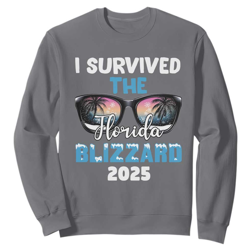 Funny I Survived The Florida Blizzarad Sweatshirt Snow Sunglasses TS11 Charcoal Print Your Wear