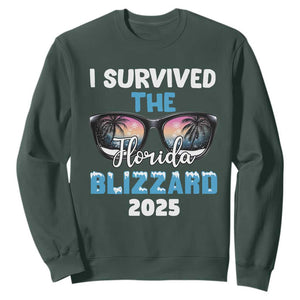 Funny I Survived The Florida Blizzarad Sweatshirt Snow Sunglasses TS11 Dark Forest Green Print Your Wear