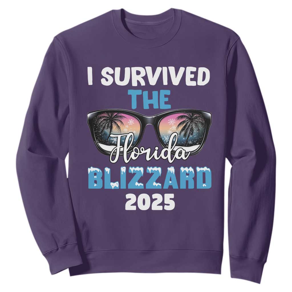 Funny I Survived The Florida Blizzarad Sweatshirt Snow Sunglasses TS11 Purple Print Your Wear
