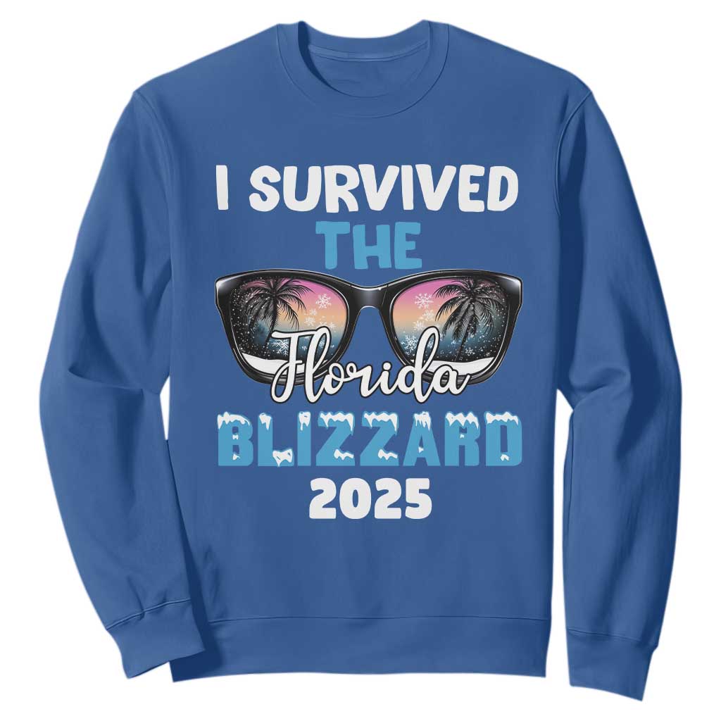 Funny I Survived The Florida Blizzarad Sweatshirt Snow Sunglasses TS11 Royal Blue Print Your Wear