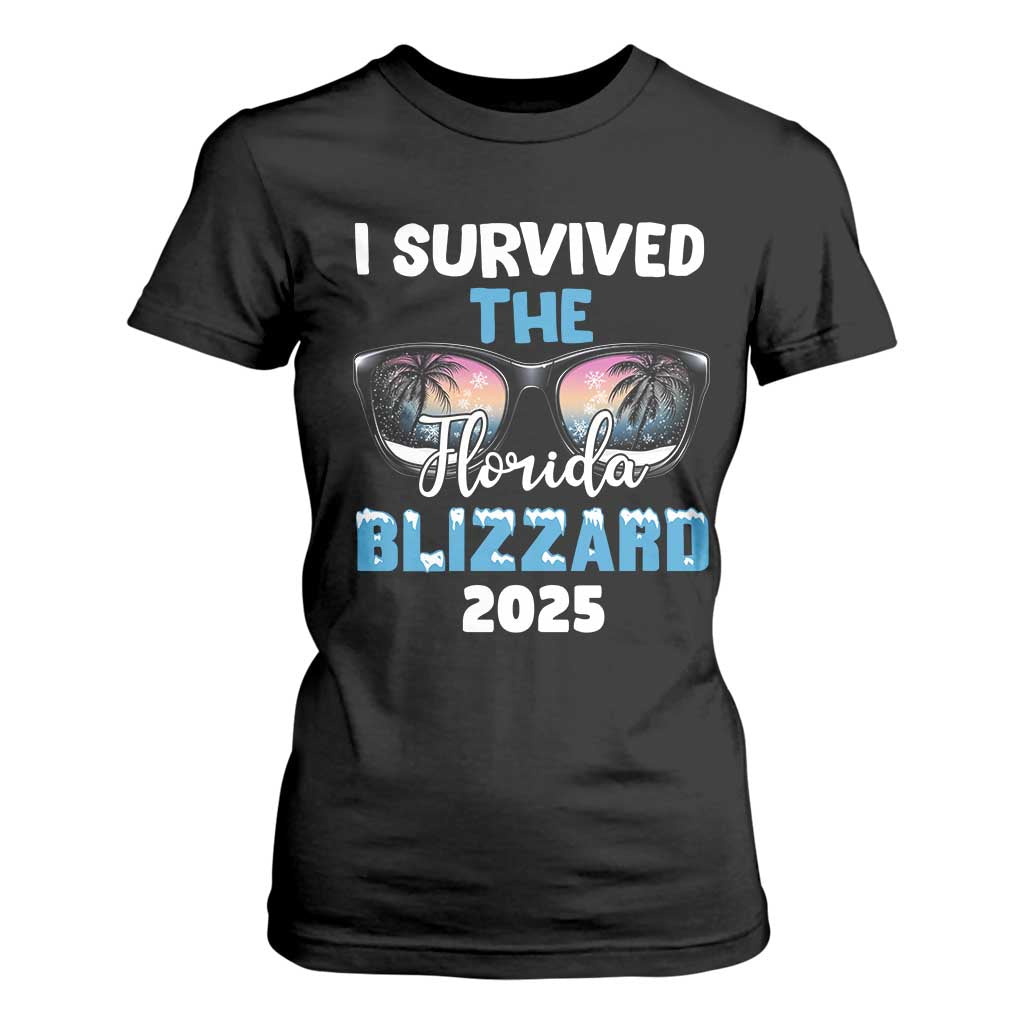 Funny I Survived The Florida Blizzarad T Shirt For Women Snow Sunglasses TS11 Black Print Your Wear