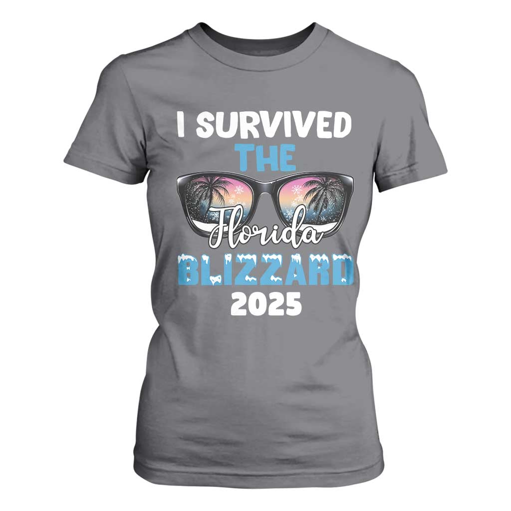 Funny I Survived The Florida Blizzarad T Shirt For Women Snow Sunglasses TS11 Charcoal Print Your Wear