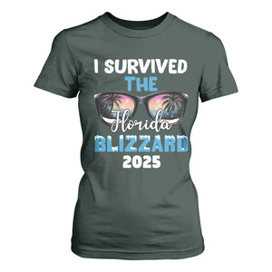 Funny I Survived The Florida Blizzarad T Shirt For Women Snow Sunglasses TS11 Dark Forest Green Print Your Wear