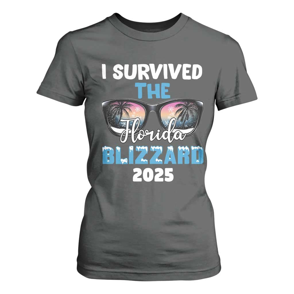 Funny I Survived The Florida Blizzarad T Shirt For Women Snow Sunglasses TS11 Dark Heather Print Your Wear