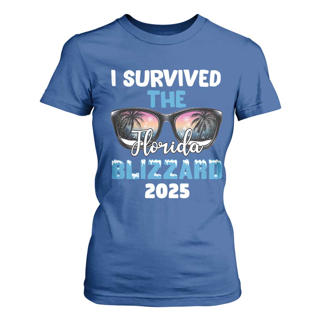 Funny I Survived The Florida Blizzarad T Shirt For Women Snow Sunglasses TS11 Royal Blue Print Your Wear