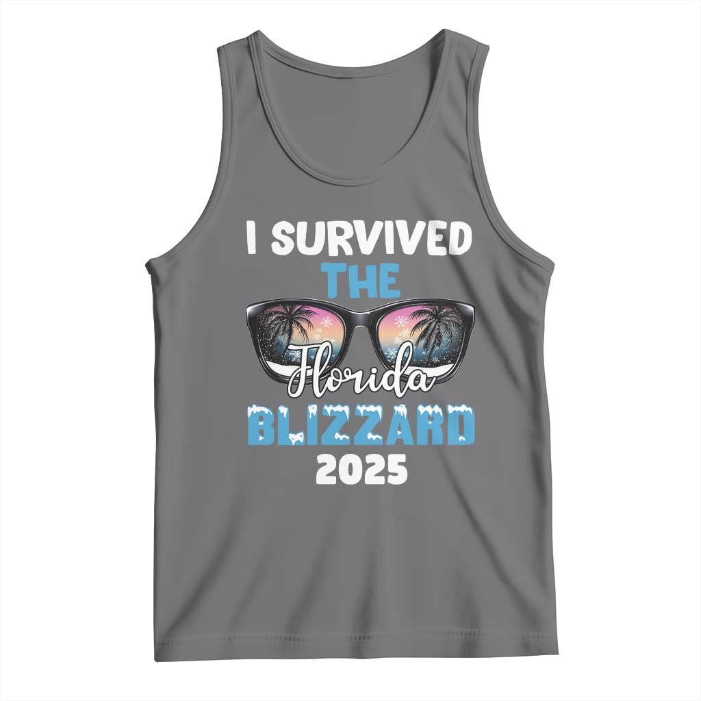 Funny I Survived The Florida Blizzarad Tank Top Snow Sunglasses TS11 Black Heather Print Your Wear