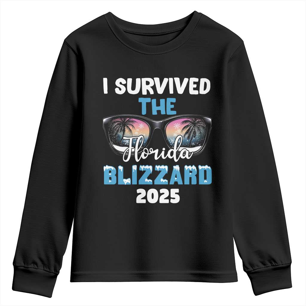 Funny I Survived The Florida Blizzarad Youth Sweatshirt Snow Sunglasses TS11 Black Print Your Wear