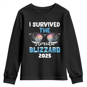 Funny I Survived The Florida Blizzarad Youth Sweatshirt Snow Sunglasses TS11 Black Print Your Wear